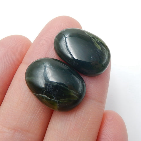 Natural Canada jade Oval Gemstone Cabochon Pair, 18x13x5mm, 4.6g - MyGemGarden