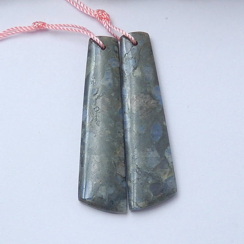 Natural blue sandstone Earrings Pair 45x12x4mm,7.3g - MyGemGarden