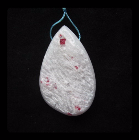 Drusy Ruby Teardrop Pendant Bead, 30x48x11mm, 24.8g - MyGemGarden