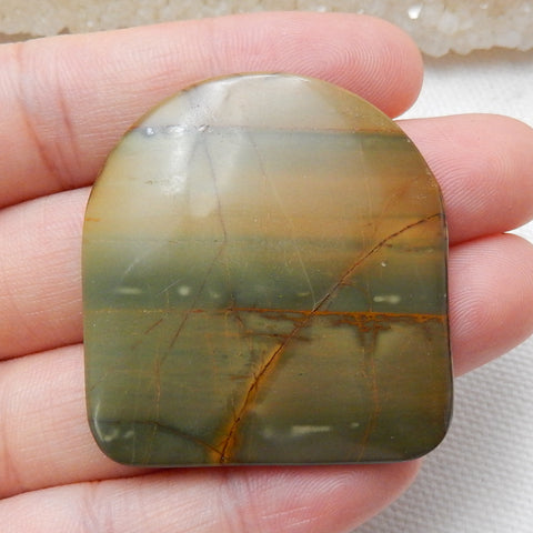 Natural Multi-Color Picasso jasper Gemstone Cabochons, 40x37x4mm, 14.5g - MyGemGarden