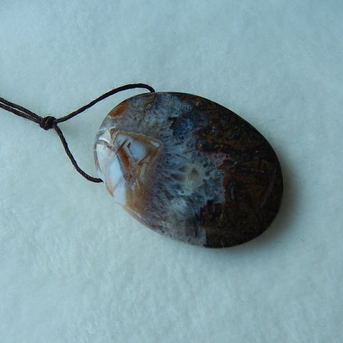 Natural Ocean Jasper Drilled Pendant Bead 43x33x10mm, 21.5g - MyGemGarden