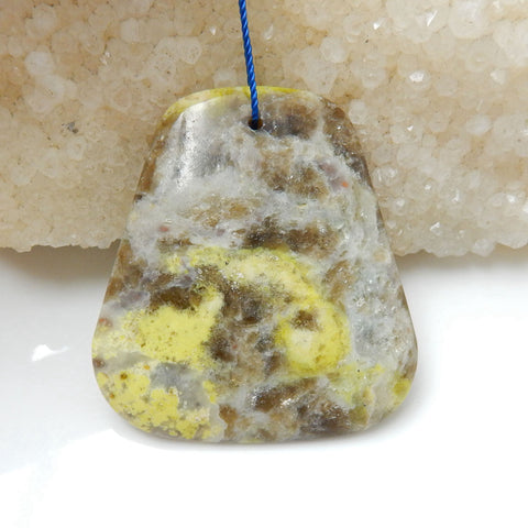 Natural Serpentine Gemstone Pendant, Natural Stone Jewelry, 44x40x4mm, 13.1g - MyGemGarden