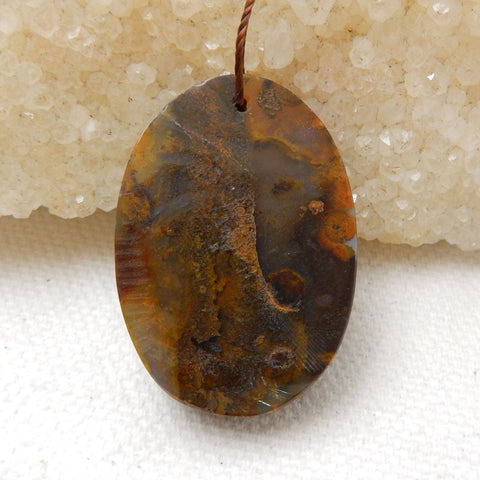 Handmade Ocean Jasper Carving Woman Head Gemstone Pendant Bead, 31x21x8mm, 9.4g - MyGemGarden