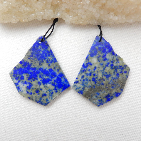 Nugget Lapis Lazuli Earrings Stone Pair, Stone For Earrings Making, 41x28x3mm, 16.3g - MyGemGarden