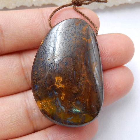 Natural Boulder opal Drilled Gemstone Pendant Bead, 38x25x12mm, 20.8g - MyGemGarden