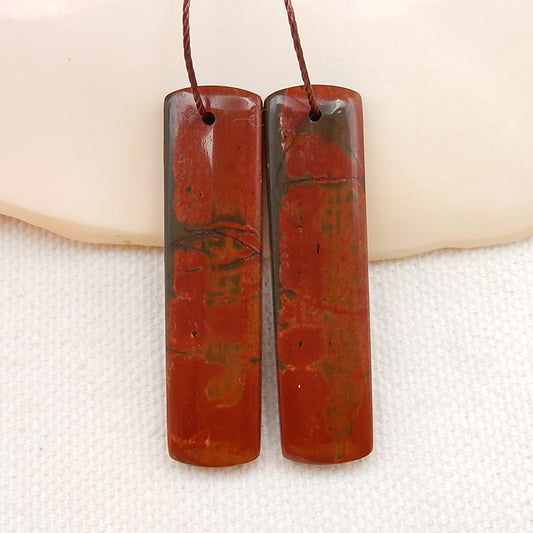 Multicolor Picasso Jasper Gemstone Earrings Stone Pair, 40x10x4mm, 9.0g - MyGemGarden