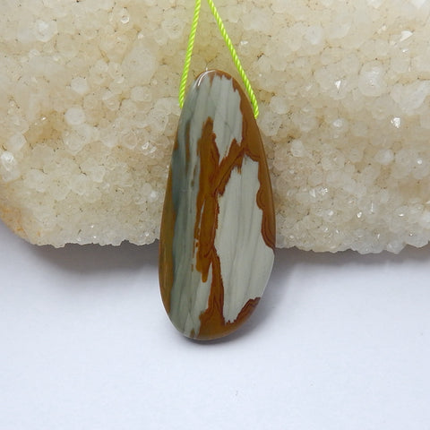 Us Biggs Jasper drilled Gemstone Pendant Bead, 46x20x6mm, 7.9g - MyGemGarden