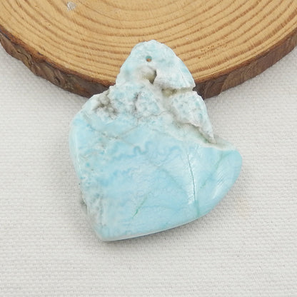 Nugget Larimar Gemstone Pendant, Raw Larimar Pendant, 48x41x7mm, 16.7g