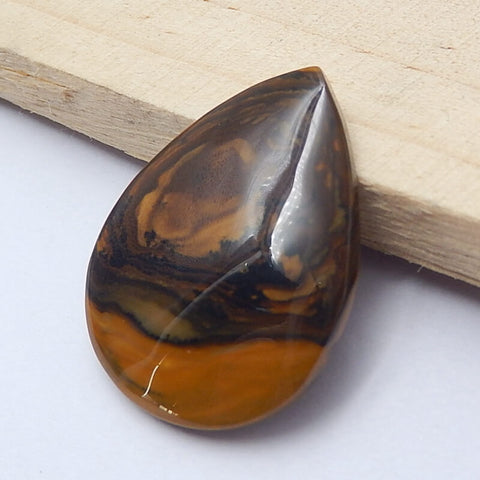 Natural Us Biggs Jasper Teardrop Gemstone Cabochon, 32x24x4mm, 5.5g - MyGemGarden