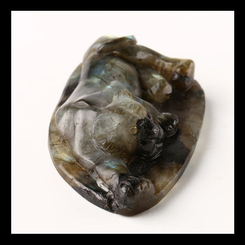 Labradorite Gemstone Tiger Ornament, 75x43x17mm, 303ct - MyGemGarden