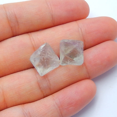 Natural nugget Fluorite Gemstone Cabochon Pair, 15x11mm, 4.3g - MyGemGarden