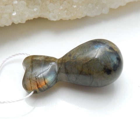 Natural Labradorite Gemstone Pendant Bead, 32x14mm, 8.6g - MyGemGarden