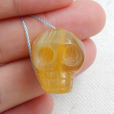 Natural Red agate Carving Skull Pendant, 21x18x16mm, 8.8g - MyGemGarden