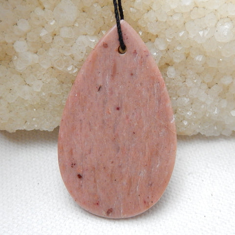 Natural Rhodonite Drilled Teardrop Gemstone Pendant Bead, 50x30x8mm, 16.5g - MyGemGarden