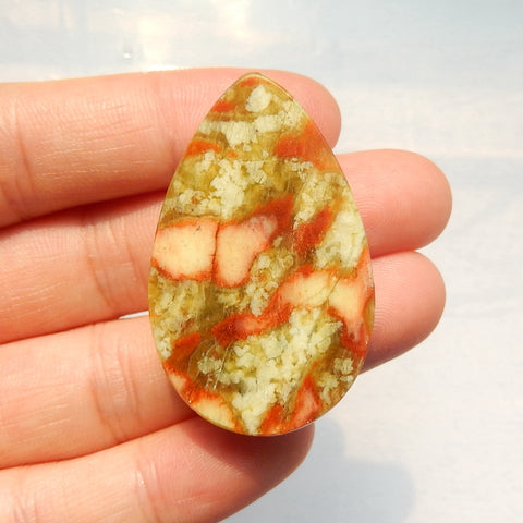 High quality Serpentine Teardrop Gemstone Cabochon, 40x25x10mm, 12.6g - MyGemGarden