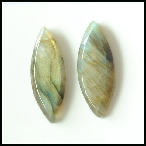 Natural Labradorite Gemstone Cabochon Pair 25x9x4mm,3.8g - MyGemGarden