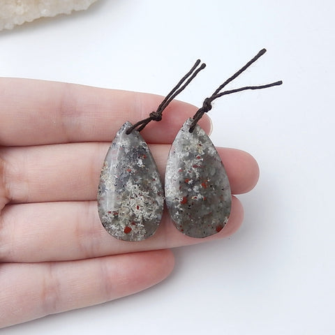 African Blood Stone Earrings Pair 33x18x6mm,11.6g - MyGemGarden