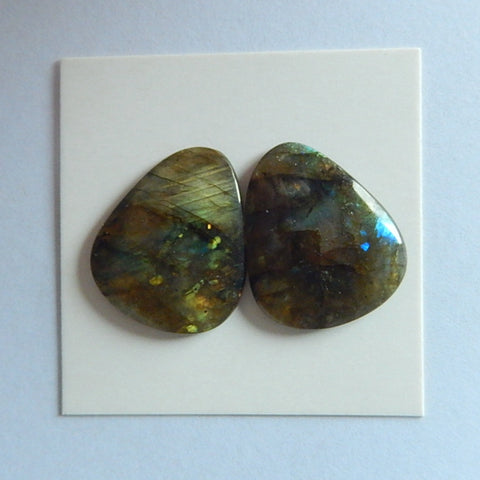 Natural Labradorite Cabochon Pair 20x17x4mm,4g - MyGemGarden