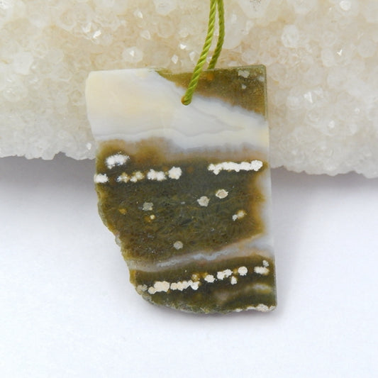 Ocean Jasper Gemstone Natural Pendant Bead, 32x24x3mm, 5.07g - MyGemGarden