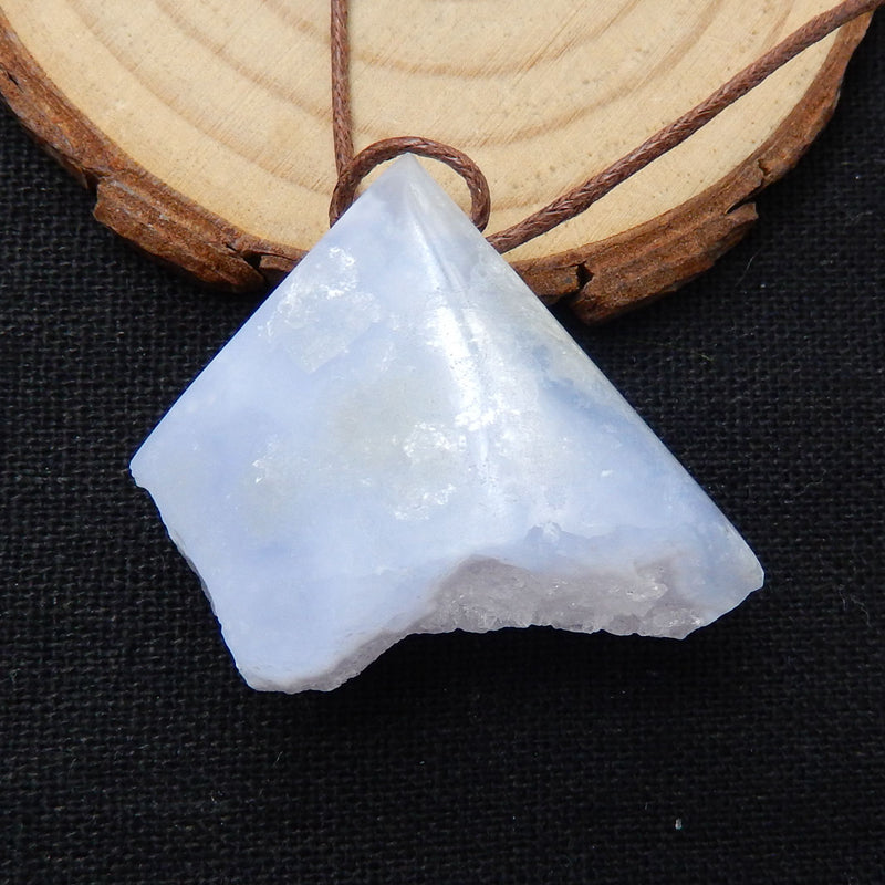 Drusy Blue Lace Agate Gemstone Pendant Bead, 33x38x19mm, 17.4g - MyGemGarden