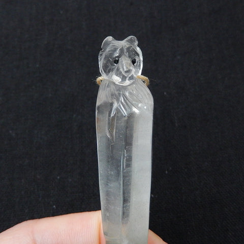 Carved Quartz Gemstone Tiger Pendant, Fashion Pendant, Animal Necklace Pendant, Unique Pendant, 64x15x14mm, 18.9g - MyGemGarden