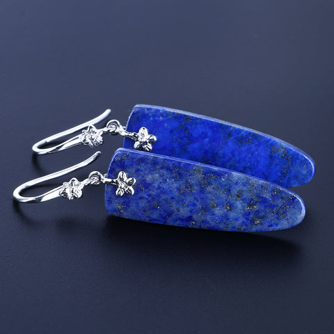 Hot Sale Lapis Lazuli Earrings with 925 sterling silver, 30x10x4mm, 6g - MyGemGarden