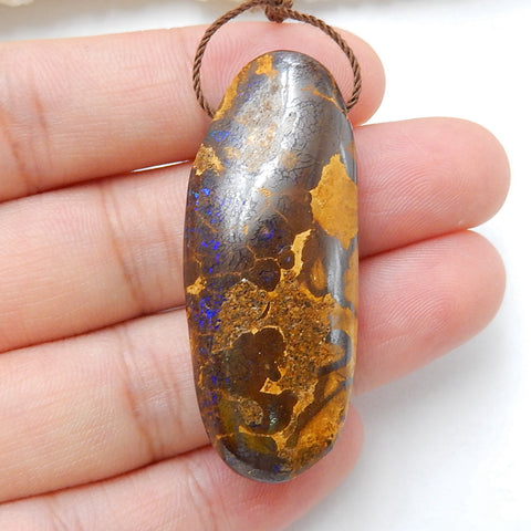 New, Natural Boulder opal Drilled Gemstone Pendant Bead, 44x18x10mm, 11.8g - MyGemGarden