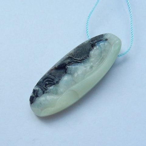 Natural Stone Carved Amazonite fashion Pendant, 42x11x8mm, 8.5g - MyGemGarden