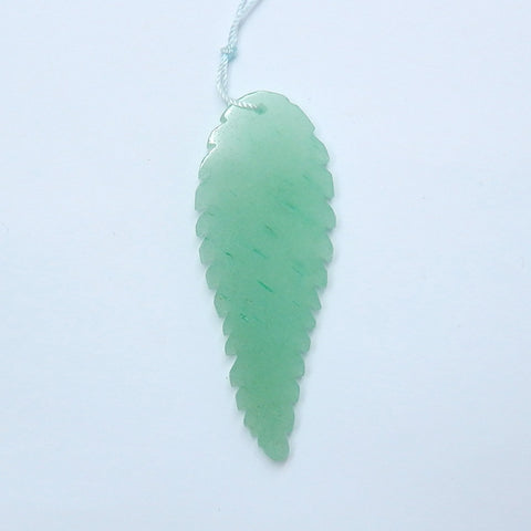 Natural Green Aventurine Drilled Leaf Pendant Bead, 66x24x4mm, 10.1g - MyGemGarden