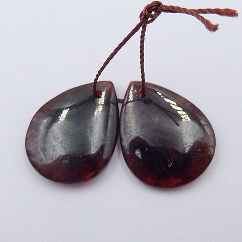 Natural Garnet Earring Beads 20x15x4mm, 5.3g