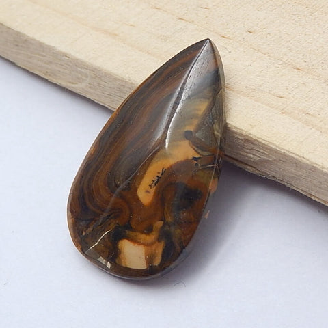 Natural Us Biggs Jasper Teardrop Gemstone Cabochon, 32x19x4mm, 3.9g - MyGemGarden