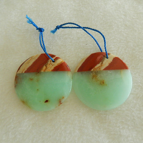 Wholesale Chrysophrase and Multi-Color Picasso Jasper Glued Earrings Pair 30x5mm,13.5g - MyGemGarden