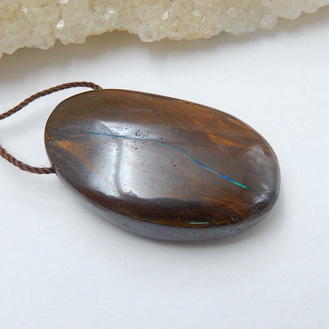 New, Natural Boulder opal Drilled Gemstone Pendant Bead, 36x22x10mm, 13g - MyGemGarden