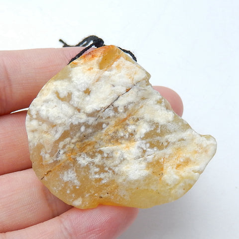 Nugget Yellow Opal Gemstone Pendant, Natural Stone Jewelry, 43x37x18mm, 24.3g - MyGemGarden