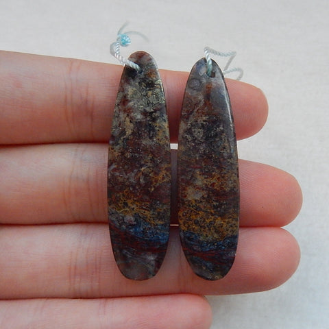 Accept for Custom Jasper Drilled Earrings Pair,42x12x5mm,8.43g - MyGemGarden