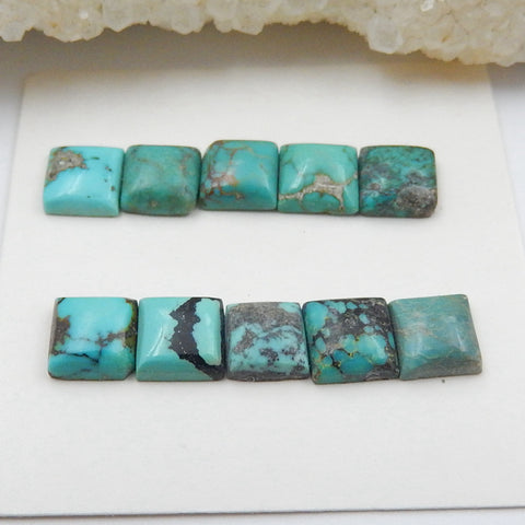 10 PCS Natural Turquoise Square Flatback Gemstone Cabochon, 6x6x3mm, 2.2g - MyGemGarden