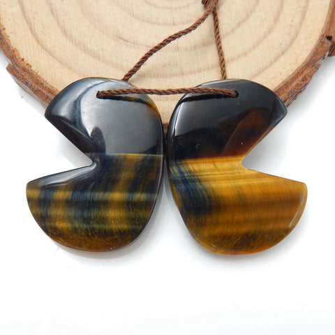 New design Tiger-Eye Earrings Pair, stone for Earrings making, 28X22X4mm, 9.6g - MyGemGarden