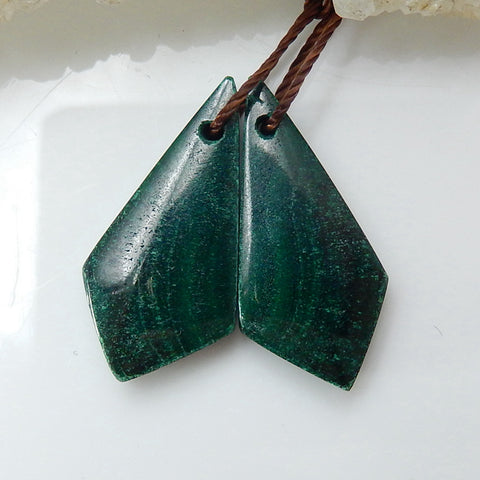 Natural Malachite Earrings Pair, stone for Earrings making, 23x11x4mm, 4.2g - MyGemGarden