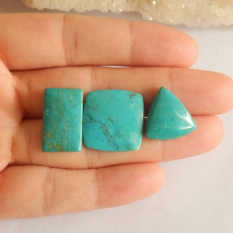 3 pcs Turquoise  Cabochon Pairs 16x5mm,20x12x3mm,19x3mm,4.3g - MyGemGarden