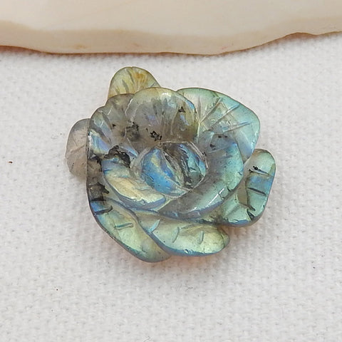 Carved Labradorite Flower Pendant, 26x20x7mm, 3.5g - MyGemGarden