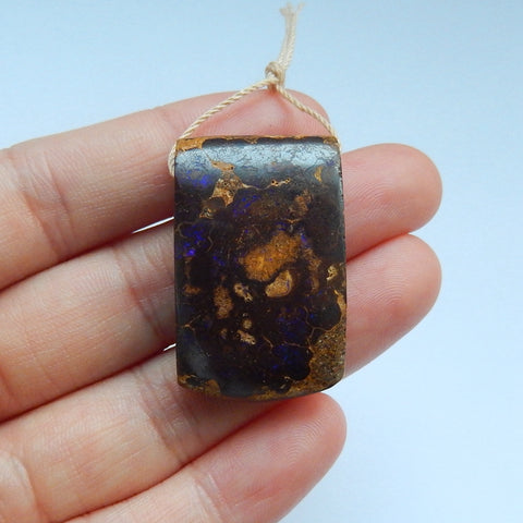 Natural Boulder opal Drilled Gemstone Pendant Bead, 33x20x10mm, 13g - MyGemGarden