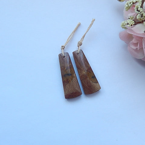 Us Biggs jasper Gemstone Natural Earrings Pair, 30x11x4mm, 5.1g - MyGemGarden