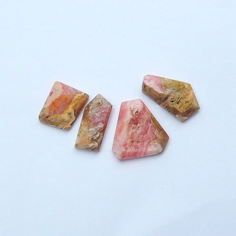 4 pcs Natural Argentina Rhodochrosite Gemstone Cabochons, 19x8x6mm, 19x19x5mm, 10.8g - MyGemGarden