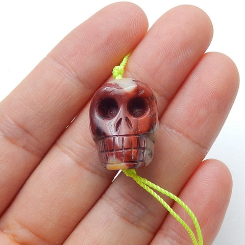 Natural Mookaite Jasper Carving Skull Pendant, 19x14x15mm, 6.46g - MyGemGarden