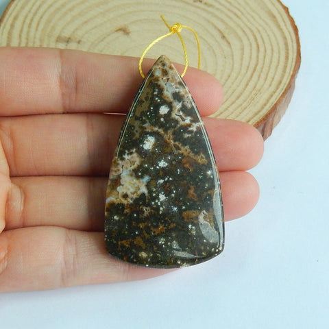 Natural Ocean Jasper Pendant Bead 53x30x7mm, 13.1g - MyGemGarden