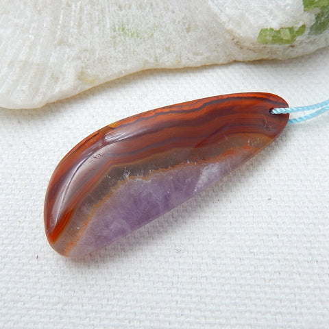 Natural Warring States Red Agate Drilled Gemstone Pendant Bead, 44x17x9mm, 8.9g - MyGemGarden