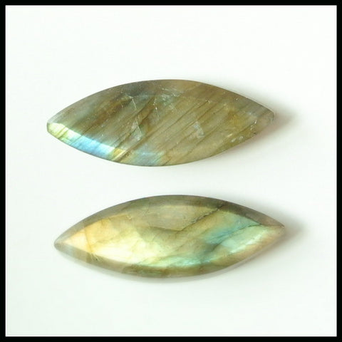 Natural Labradorite Gemstone Cabochon Pair 25x9x4mm,3.8g - MyGemGarden