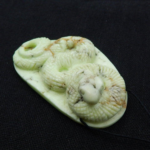 Handmade Lemon Jade Gemstone snake Carved Ornament, 68x40x17mm, 48.3g - MyGemGarden