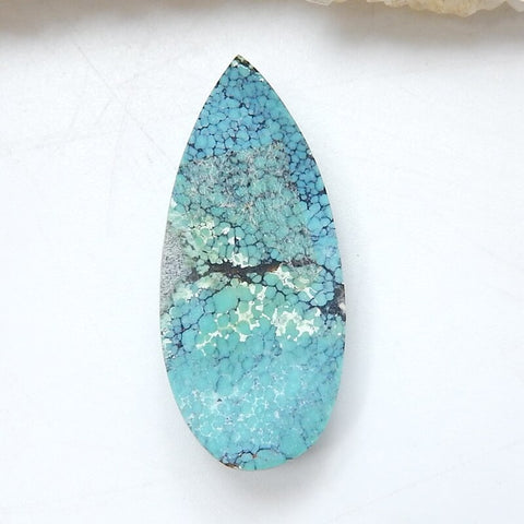 Natural Turquoise Teardrop Flatback Gemstone Cabochon, 30x13x6mm, 14ct - MyGemGarden