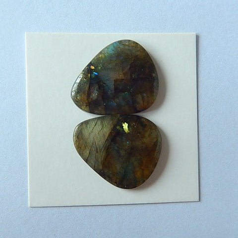 Natural Labradorite Cabochon Pair 20x17x4mm,4g - MyGemGarden